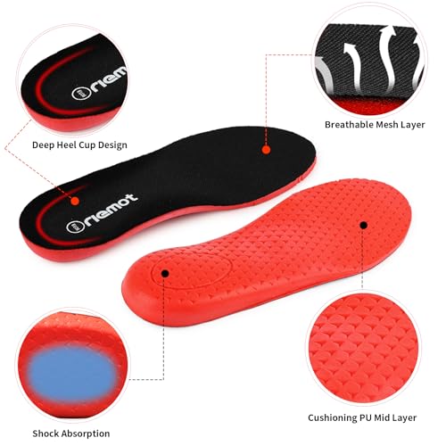 riemot Women's Shoe Insoles Breathable Honeycomb Sport Shoe Insoles Cushioning Shoe Inserts Replacement Innersoles for Water Shoes Sneakers Work Shoes Grey US10/ EU41