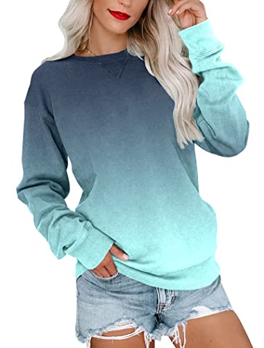 BeadChica Womens Casual Crewneck Sweatshirt Long Sleeve Tops Cute Pullover Loose Fit-Solid-S