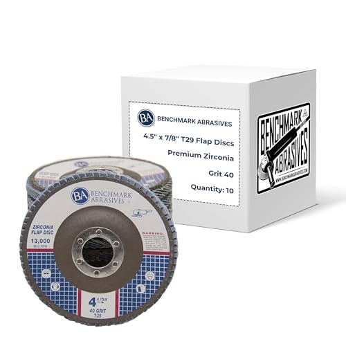 Benchmark Abrasives 4.5" x 7/8" Premium Zirconia Type 29 Flap Discs 4 1/2 for Angle Grinder, Sanding Discs, Finishing - Grinding Wheels 4 1/2 inch - (10 Pack) 40 Grit