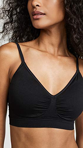 Yummie womens Nylon Seamless Bralette, Padded Bra, Black, Small-Medium US