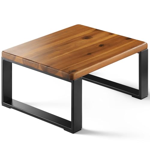 2BHOME Wooden Step Stool, Heavy Duty One Step Stool for Adults, Wooden Stepping Stool with 450Lbs Capacity for Kitchen & Bathroom, Non-slip Wood Bedside Bed Steps with Robust Steel Frame for High Beds