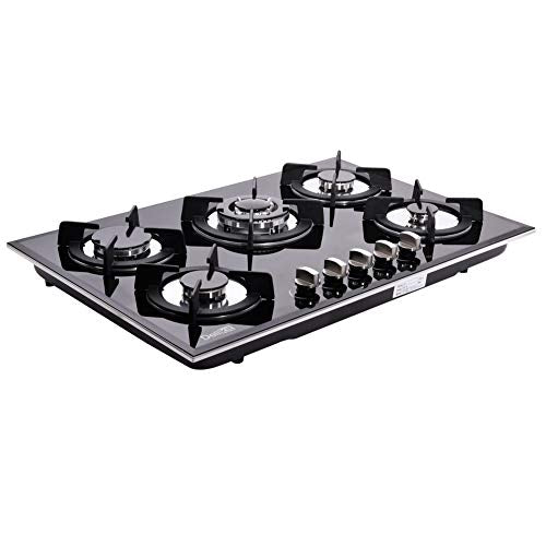 Deli-kit 30 inch Gas Cooktops Dual Fuel Sealed 5 Burners Drop-In Tempered Glass Gas Hob DK157-A01S Gas Cooktop
