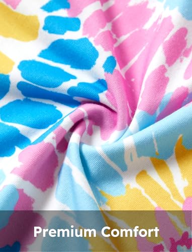 PATPAT 3 Pack Toddler Girls Clothes Ruffle Long Sleeve Casual Swing Princess Colorful Dress, White Yellow Butterfly, 9-10Years