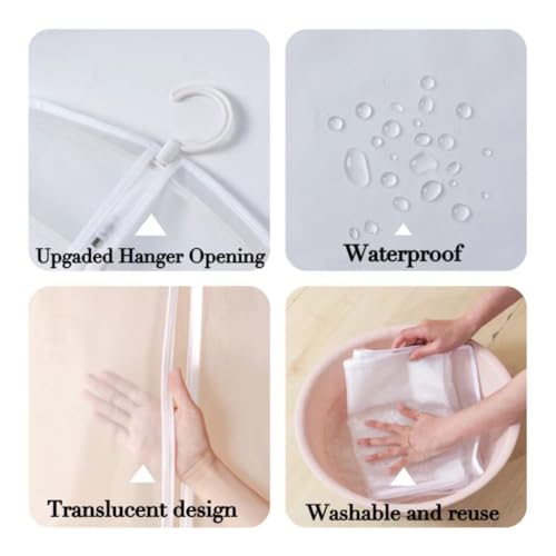 Maylmc 20 Pack Large Size Clear Garment Bags for Hanging Clothes with Full Zipper, Clothes Cover For Hanging, Wardrobe Bags for Hanging Clothes(120cmx60cmx10P)