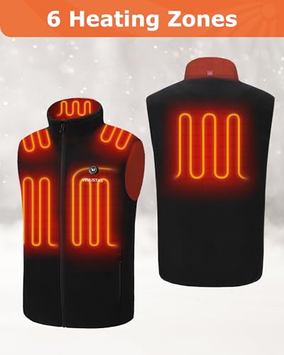 Venustas Men's Fleece Heated Vest with Battery Pack 7.4V, Lightweight Insulated Electric Vest