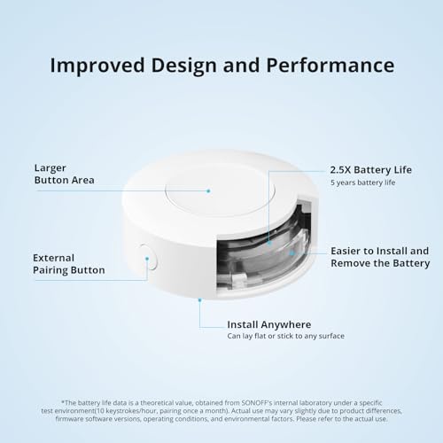 SONOFF Zigbee Switch, SNZB-01P Wireless Push Button, Supports to Create Smart Scenes, Trigger The Connected Devices on eWelink APP with Three Control Options, SONOFF ZigBee Bridge Required, 1Pack