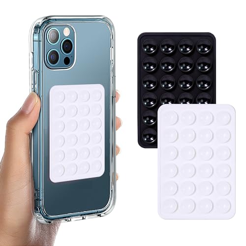 Suction Phone Case Mount, 2Pcs Silicone Phone Suction Grip Compatible with iPhone and Android Cases, Anti-Slip Hands-Free Mobile Accessory Holder, Sticky Phone Grip for Tiktok Videos and Selfies