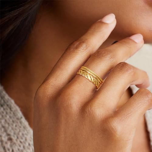 TOBENY Stackable Gold Rings for Women Non Tarnish Trendy 14K Gold Plated Stacking Cubic Zirconia Thin Thumb Ring Set Dainty Promise Wedding Bands Engagement Statement Rings for Women Size 6 7 8 9 10