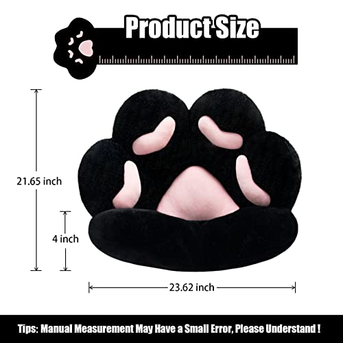 MOONBEEKI Cat Paw Cushion Chair Comfy Kawaii Chair Plush Seat Cushions Shape Lazy Pillow for Gamer Chair 24"x 22" Cozy Floor Cute Seat Kawaii for Girl Worker Gift, Dining Room Bedroom Decorate Black