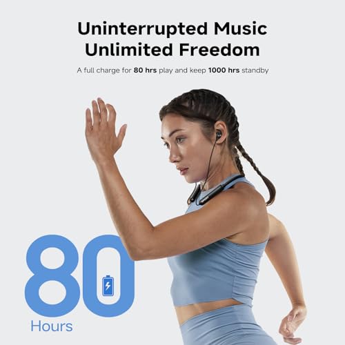 CXK Neckband Bluetooth Headphones, Bluetooth 5.3 Wireless Headphones 80Hrs Extra Long Playtime Stereo Bass in-Ear Headsets with Mic, IPX6 Waterproof Earbuds, Neckband Earphones for Sport, Business