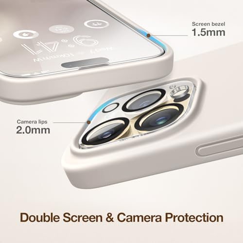 GONEZ for iPhone 14 Pro Case, Compatible with Magsafe, with 2X Screen Protector + 2X Camera Lens Protector, Soft Anti-Scratch Microfiber Lining, Shockproof Liquid Silicone Phone Cover, Deep Purple
