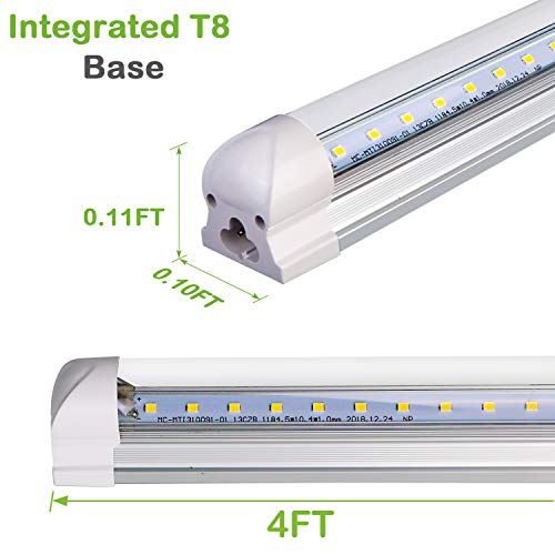 6 Pack 4FT LED Shop Light, 40W, 5200LM, 6500K Super Bright White, V Shape Integrated T8 LED Tube Light, 4 Foot Linkable Shop Lights with Built-in ON/Off Switch for Garage, Warehouse, Workshop