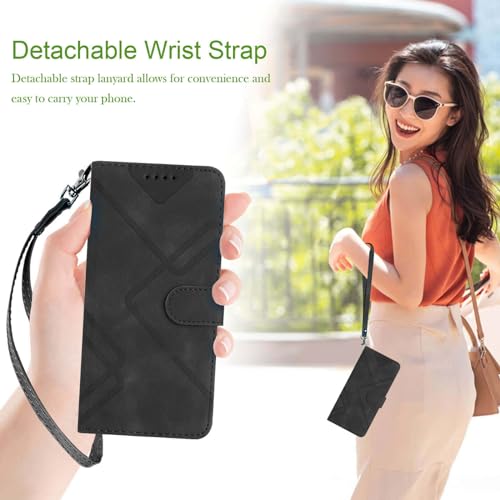S23 Case Wallet,for Galaxy S23 Wallet Case,Card Holder Leather Kick-stand Flip Cases Protector,S23 Phone Case Strap,Magnetic Shockproof Protective Cover for Samsung S23 2023 (Black)