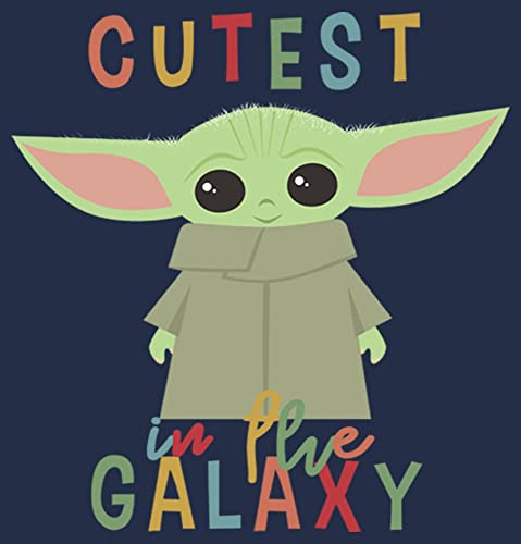 Star Wars Women's Mandalorian Cutest Little Child Junior's Raglan Pullover with Coverstitch, Blue Heather, Small