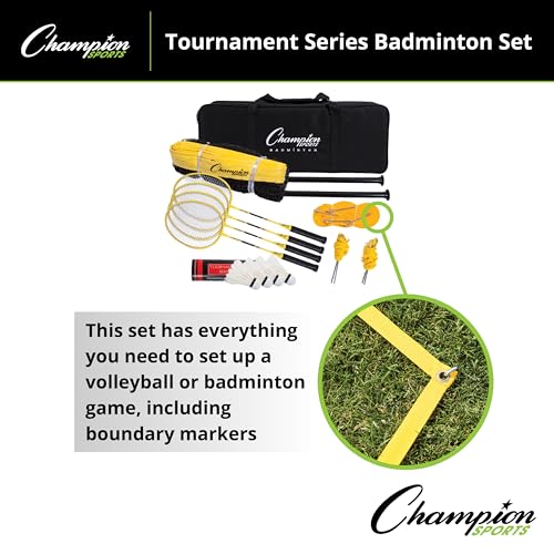 Champion Sports Backyard & Beach Volleyball: Outdoor Sports Equipment Portable Game Set with Ball and Net for Girls, Boys, Women, Men, Clubs & Schools