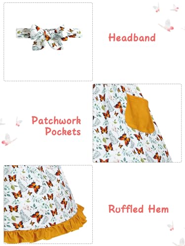 LIFAky Toddler Girl Dress Sleeveless Sunflower Print Sundress with Pockets Summer Outfits Set