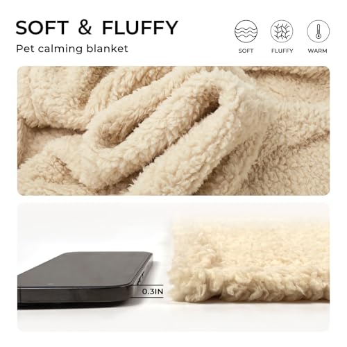 Luciphia Premium Fleece Dog Puppy Blanket Soft Pet Sherpa Calming Cat Blanket Throw for Small Medium Dog Cat(Beige,30x20 inches)