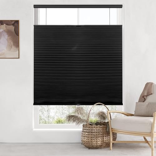 LazBlinds Top Down Bottom Up (TDBU) Cordless Cellular Shades, Blackout Light Blocking Honeycomb Shades Pleated Blinds for Window Size 30" W x 64" H, Brown