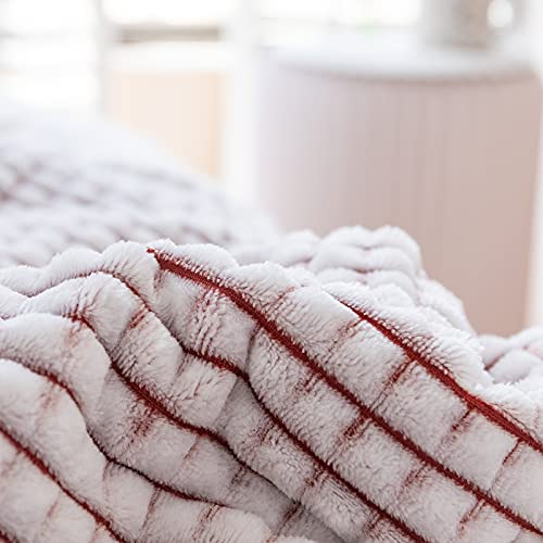 LOMAO Sherpa Blanket Throw Blanket Soft Warm Fleece Blanket Thick Blanket with Grid Pattern for Couch Sofa Bed Chair Home Decor (Brown, 51"x63")