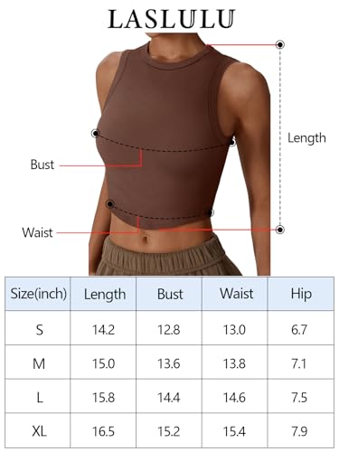 LASLULU Workout Tank Tops for Women with Built in Bra Tight Summer Crewneck Athletic Top Cropped Tank Medium Impact Sleeveless Casual Fitted Shirts(Black Small)
