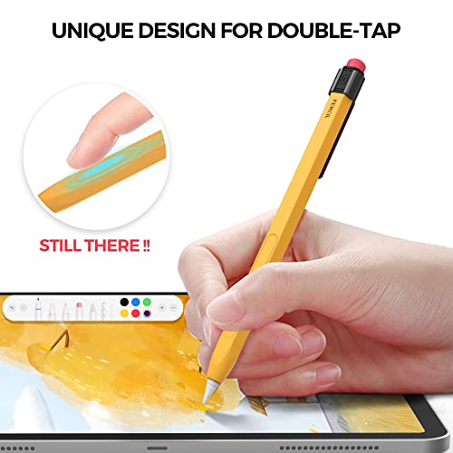 TRONWIN iPencil Case Sleeve Silicone Protective Cover Perfect Grip Skin Classic Design with Sturdy Clip Compatible with Apple Pencil 2nd Generation (Classic)