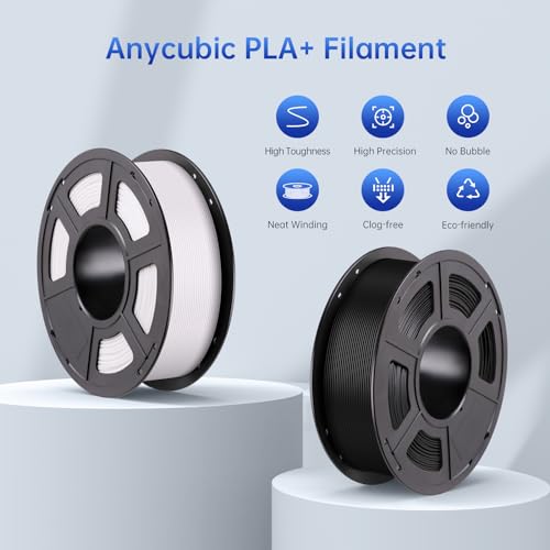 ANYCUBIC PLA Plus (PLA+) 3D Printer Filament 1.75mm Bundle, Dimensional Accuracy +/- 0.02mm, High Toughness, Print with Most FDM 3D Printers, 1KG Spool, 2kg, Grey + Grey