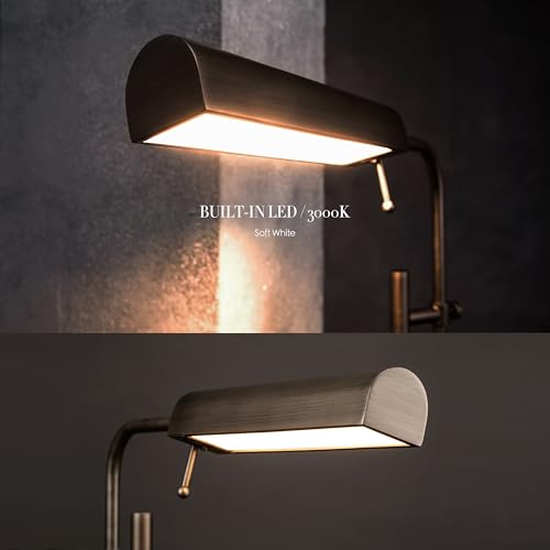 O'Bright Cedric Adjustable Pharmacy Floor Lamp - Industrial Design for Reading, Crafting, Work - 10W LED, Height 45-61 inches - Ideal for Living Room, Bedside, Office - Brushed Nickel