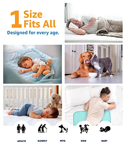 IMPROVIA® Washable Underpads, 34" x 52" (Pack of 1) - Heavy Absorbency Reusable Incontinence Pads for Kids, Adults, Elderly, and Pets - Waterproof Protective Pad for Bed, Couch, Sofa, Furniture, Floor