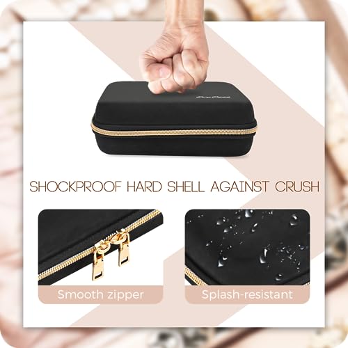 ProCase Medium Travel Jewelry Organizer Case, Jewellry Home Storage Book Ring Binder with Clear Pockets for Presentation, Zippered Pouch Bag for Earrings Necklaces Bracelets -Black