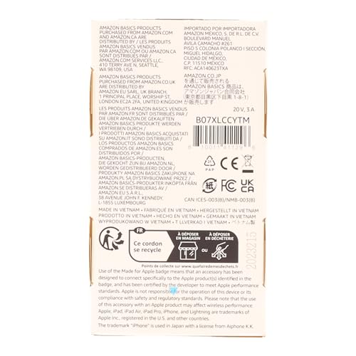 Amazon Basics USB-2.0 Type C to Lightning Cable (MFi Certified), 3 Feet, Black