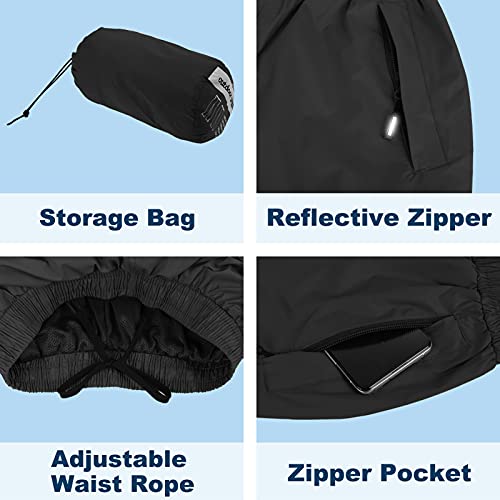 Outdoor Ventures Women's Rain Pants Packable Waterproof Hiking Pants Windproof Breathable Outdoor Rain Over Pants Grey