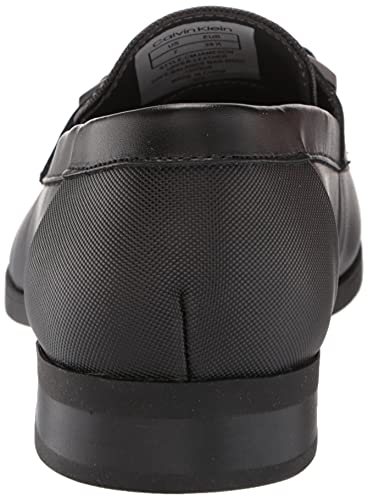 Calvin Klein Men's Jameson Loafer, Black Leather, 10.5W Wide US