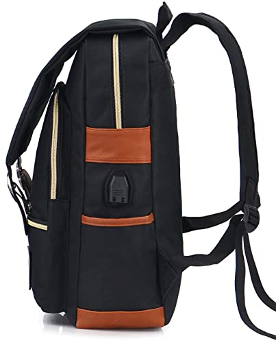 Xinveen Vintage Laptop Backpack Travelling Backpack Casual Daypacks School Shoulder Bag for Men Women Black