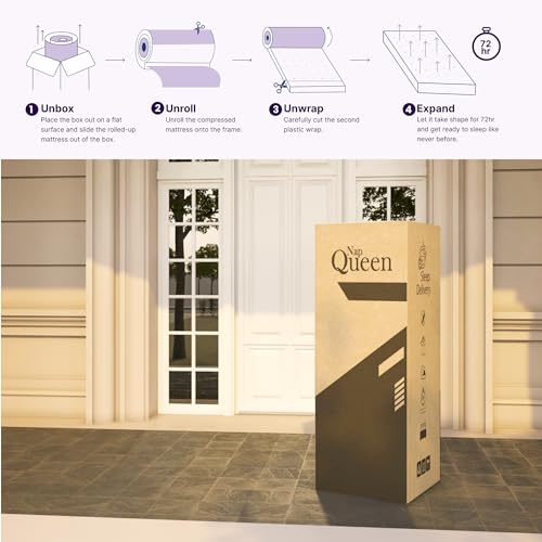 NapQueen 6 Inch Innerspring Queen Size Medium Firm Support Relief Mattress, Bed in a Box, White