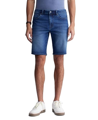 Buffalo David Bitton Men's Relaxed Straight Dean Denim Shorts, Sanded and Distressed, 31