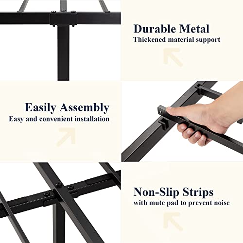 Allewie Full Size Metal Platform Bed Frame with Victorian Style Wrought Iron-Art Headboard/Footboard, No Box Spring Required,Black
