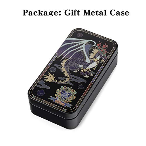 Metal DND Dice, DNDND 7 PCS Glow in The Dark Metallic D&D Dice Set with Grogeous Gift Case for Dungeons and Dragon Tabletop Game (Glow in The Dark Pink)