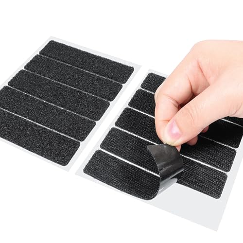 Self-Adhesive Hook and Loop Tape Strips - 1 x 4 inch Wide Straps - Heavy Duty Sticky Back Tape Fastener - 15 Strips (Black)