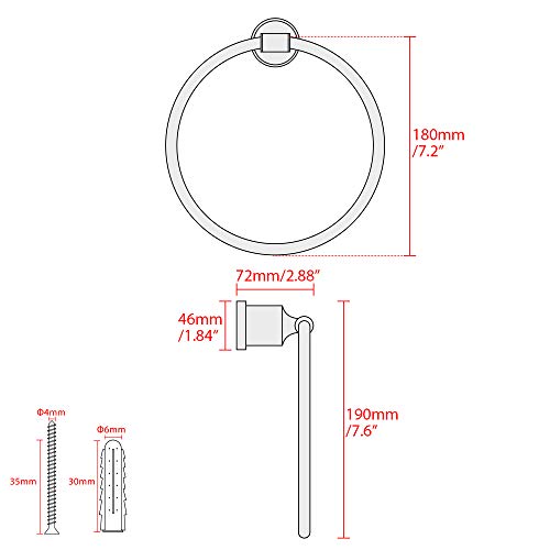 Alise Towel Rings for Bathroom,Hand Towel Holder Towel Hanger Wall Mount SUS304 Stainless Steel Towel Rack,Gold Finish GNM7001-G