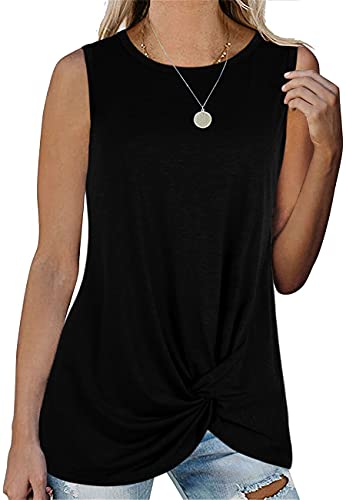 SAMPEEL Womens Tank Tops Loose Fit Round Neck Summer Sleeveless Shirts Coral Red L