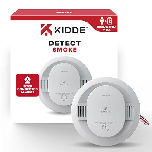 Kidde Hardwired Smoke Detector, AA Battery Backup, Interconnectable, LED Warning Light Indicators
