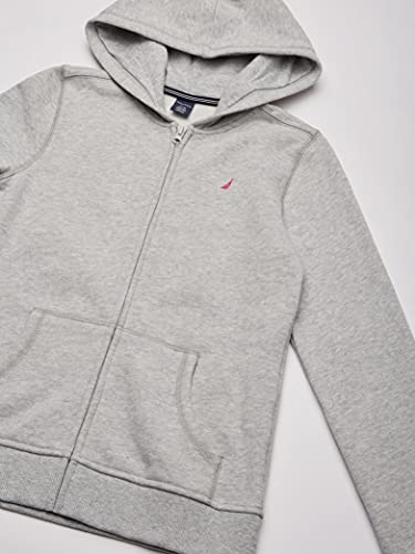 Nautica Girls' Little Fleece Full-Zip Hoodie Sweatshirt, Grey Heather, 4