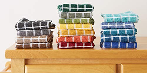 DII Basic Terry Collection Windowpane Dishtowel Set, 16x26, Pebble Solid, 4 Piece
