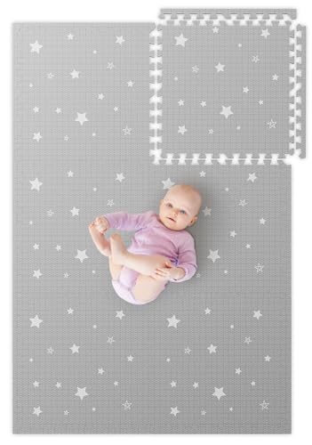 Biliboo Soft Foam Mats for Floor - Perfect Baby & Kids Play Mat - Crawling and Exercise - Non-Toxic, Waterproof, and Easy to Clean - Stars