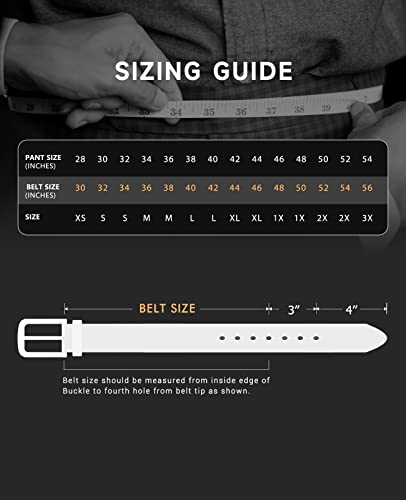 Buffway Mens Belt Full Grain Genuine Leather Belts for Men Casual Jeans or Dress with Gift Box 1 3/8”Wide Size 56” - Brown