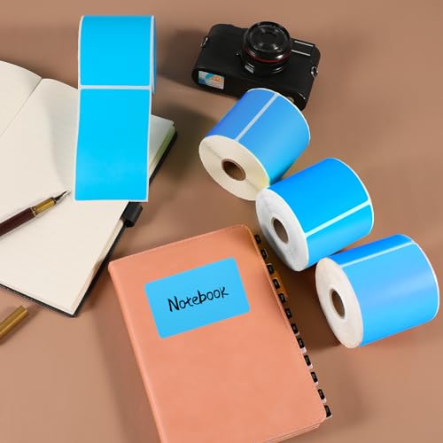 YOULAISHI 3 X 5 Inch Printable Rectangle Color Coding Labels, 300 Per Roll Adhesive Color Coding Stickers for Bar-Codes, Address, Small Business Labeling, Inventory, Fluorescent Blue
