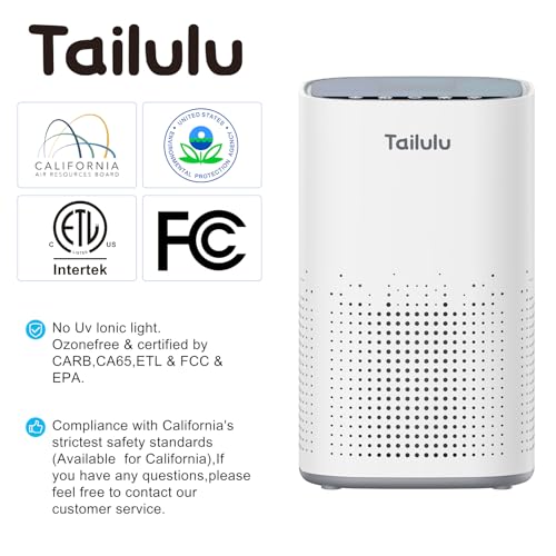 Air Purifiers for Home Large Room up to 1500ft²,Tailulu H13 True HEPA Air Cleaner with 360°Air Inlet, 15dB Air Purifier for Bedroom with Sleep Mode,Speed Control,Timer, for Odor Dust Smoke AP100