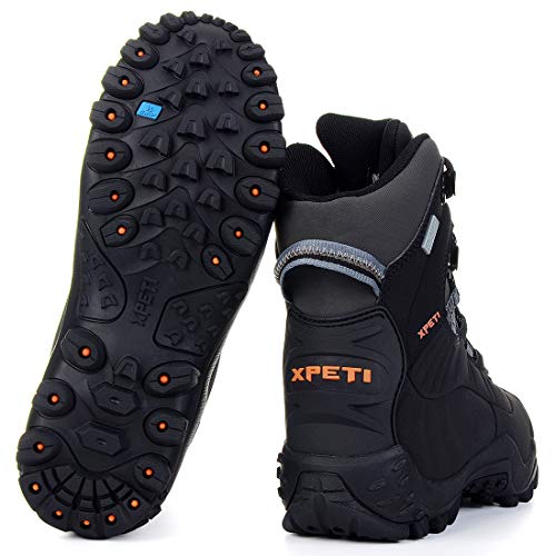 XPETI Hiking Boot Women Non-slip Winter Shoes for Women Gray/Sky Blue 10