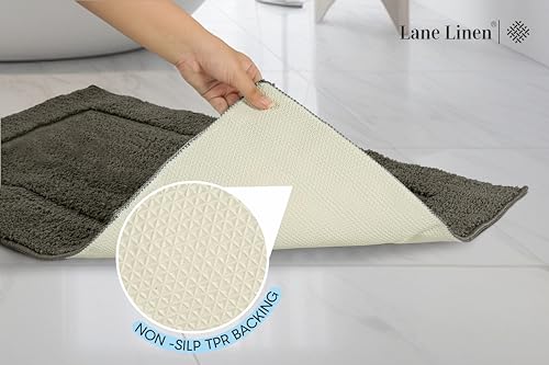LANE LINEN Christmas Red Microfiber Bathroom Rug Set, Non Slip, Machine Washable - 20'' x 32'' & 17'' x 24''
