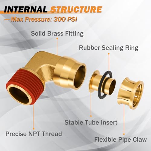 Taiidaues 34 Pcs Brass DOT Air Brake Line Fittings Assortment 1/4" 3/8" 1/2" Air Line Quick Connect Fittings Push to Connect Air fittings Kit with NPT Thread for Semi Trucks or Industrial Air System